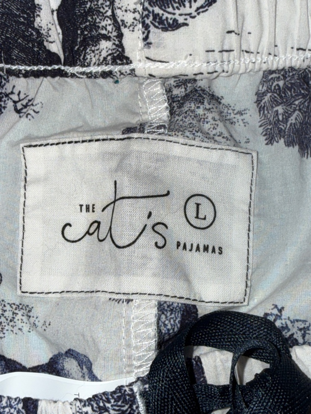 The Cats Pajama Safari Toile Luxe Cotton Pima Poplin Elephant Sleep Pants Size L - Picture 10 of 11